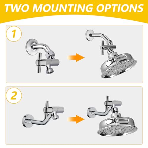 All Metal Adjustable Shower Head Extension Adapter, 360° Swivel Stainless Steel Showerhead Adapter for Fixed and Rain Showerhead, Chrome