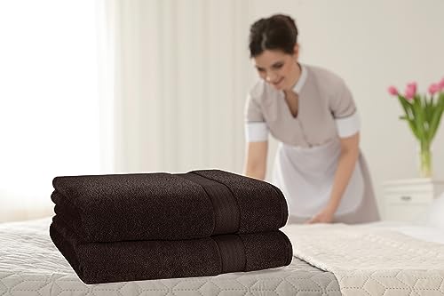GLAMBURG 700 GSM Premium 2-Pack Oversized Extra Large Bath Sheet Set - 100% Combed Cotton - 2 Bath Sheet 35x70 - Luxury Hotel & Spa Quality - Durable Ultra Soft Highly Absorbent - Chocolate Brown - color: Chocolate Brown, size: 2 Pack 700 GSM Bathsheet