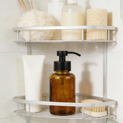 15 oz Amber-Tinted Thick Glass Foaming Soap Dispenser, Refillable Foaming Soap Dispenser with Black Rust-Proof Foam Pump, Suitable for Bathrooms and Kitchens (1, Amber) - color: Amber
