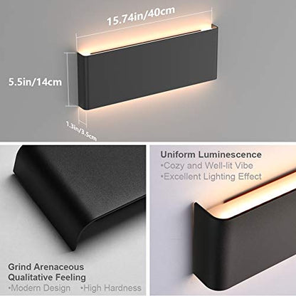 Aipsun 15.8in Matte Black Modern Vanity Light Up and Down LED Vanity Light for Bathroom Wall Lighting Fixtures (Warm Light 3000K) - color: Warm Light Black, size: 15.8 inch, style: 3000K