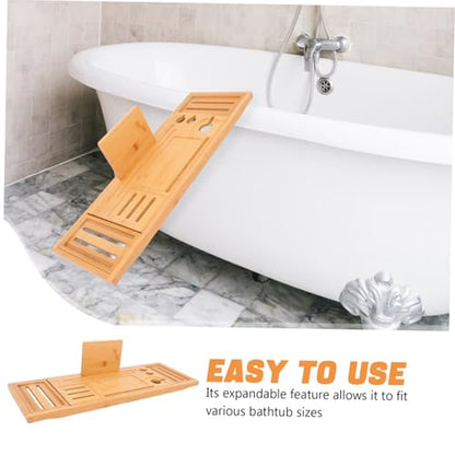 PRETYZOOM Bamboo Bathtub Trays Expandable Bath Tray Table Spa Tub Organizers Easy Clean
