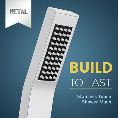 10 Inch Metal Rain Shower Heads with Handheld Spray Combo, Dual Shower Head with Adjustable Slide Bar and Stainless Steel Hose, Height Adjustable, Chrome - color: Chrome