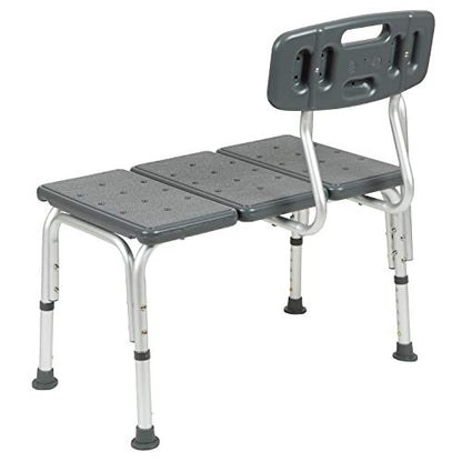 Flash Furniture HERCULES Series 300 Lb. Capacity Adjustable Gray Bath & Shower Transfer Bench with Back and Side Arm - color: Grey