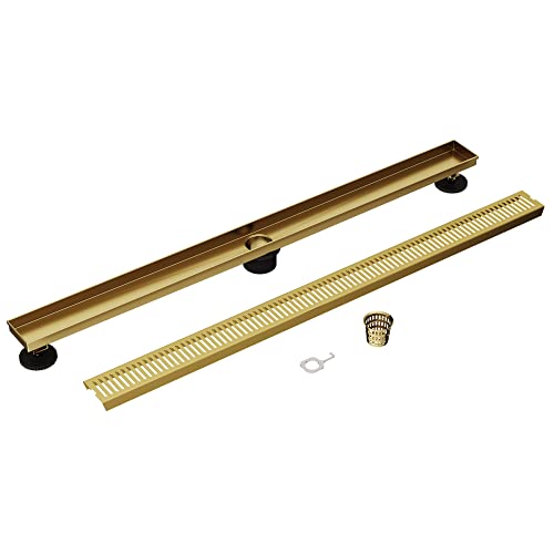VIGO Elan 36 in. Linear Shower Drain in Matte Brushed Gold - VG07003MG - color: Matte Brushed Gold, size: 36 in.