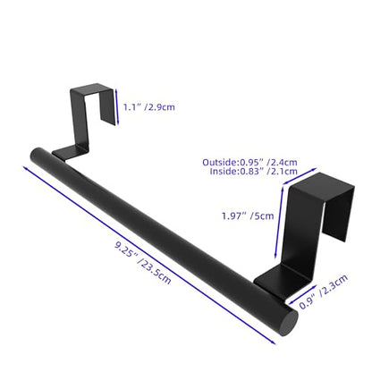 Cabinet Door Towel Bar, Kitchen Towel Holder, Matte Black 2 Pack | Extended Anti-Slip Arm, EVA Scratch Guard Pads, No-Drill Install, Stainless Steel Dish Towel Holder, Kitchen Towel Rack - color: Black - 2 Pack