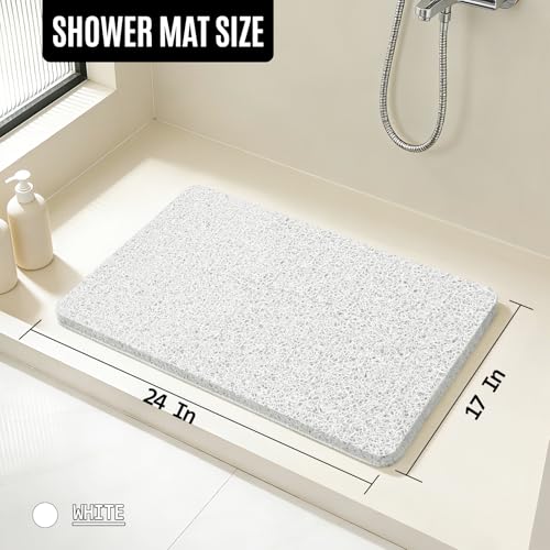 17 * 24in Shower Mat Bathtub Mat Non Slip | Bathmats Non Slip, Quick Drying Foot Scrubber Loofah Mats for Inside Shower, Tub, Bathroom, Home, White - color: White, size: 24" x 17" (Rectangular)