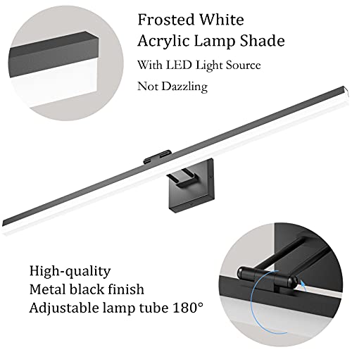 Ralbay 40" Modern LED Matte Black Bathroom Vanity Light 24W Adjustable Black Vanity Lighting Modern LED Bathroom Vanity Light Fixtures Over Mirror (6000K Cool White Light) - color: Black, size: 40 inch