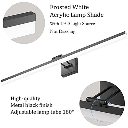 Ralbay 40" Modern LED Matte Black Bathroom Vanity Light 24W Adjustable Black Vanity Lighting Modern LED Bathroom Vanity Light Fixtures Over Mirror (6000K Cool White Light) - color: Black, size: 40 inch