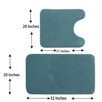 Madeals Memory Foam Bathroom Toilet Rug Set 4 Piece with Toilet Lid Cover and Tank Covers Teal Blue - color: Teal Blue
