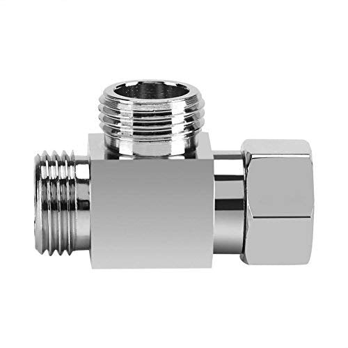 1/2" Brass Chrome 3 Way Diverter, Hose Fitting Tee, T Shape Adapter Connector for Angle Valve Hose, Bath Shower Arm, Toilet Bidet Sprayer Faucet - color: chome
