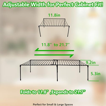 Freezer Shelf Rack - Expandable Freezer Shelves Shelf with Anti-Slip Feet, Adjustable Wire Racks for Cabinets, Top Freezer, Kitchen Pantry, Counter, Spice & Dish Cupboard Storage