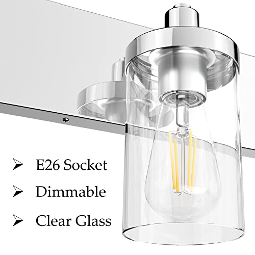 Aipsun Chrome Bathroom Light Fixtures 5 Light Bathroom Vanity Light Stainless Steel with Clear Glass Shade(Exclude Bulb) - color: Chrome, size: 5-Light