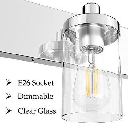 Aipsun Chrome Bathroom Light Fixtures 5 Light Bathroom Vanity Light Stainless Steel with Clear Glass Shade(Exclude Bulb) - color: Chrome, size: 5-Light