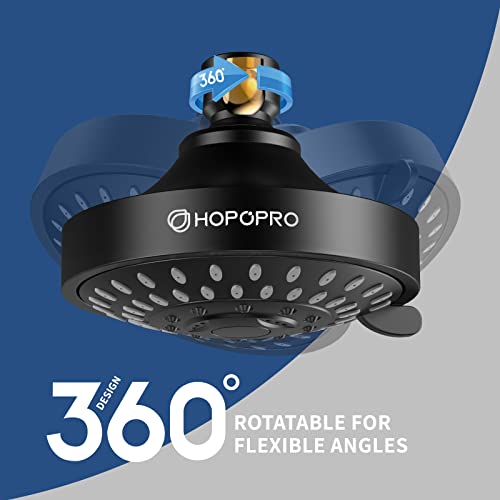 High Pressure Shower Head, HOPOPRO 5-Mode Fixed Showerhead, NBC Recommended | The Washington Post, NBC News, Today TV Show Recommended, Consumer Reports Tested High Flow Fixed Shower Head (4 Inch Black) - color: Matte Black, style: 4 Inch Modern
