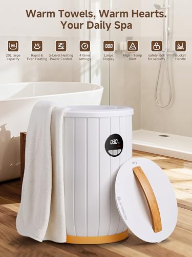AAOBOSI Large Towel Warmers for Bathroom with Digital Display,20L 4 Timer& Auto Shut Off，Fast Warming, Blankets & Robes, Portable Electric Warmer for Bathroom,SPA，PJ's and More