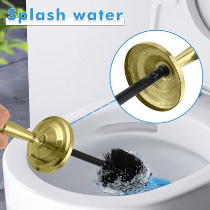 Gold Toilet Brush and Holder Set，Toilet Bowl Brush and Holder | Heavy Duty Toilet Brush for Bathroom, Stainless Steel Toilet Cleaner Brush,Deep Cleaning,Space Saving,Covered Brush - color: Gold01