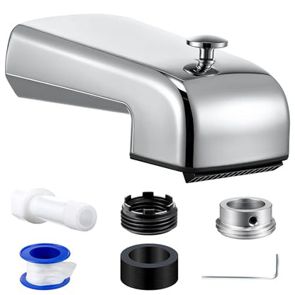 Dreyoo Tub Spout (Universal Fits 1/2" Copper Pipe, 1/2" IPS and 3/4" IPS), Bathroom Bathtub Faucet with Adapters and Hex Wrench(Chrome,Waterfall Spout) - color: Chrome, style: Waterfall Spout