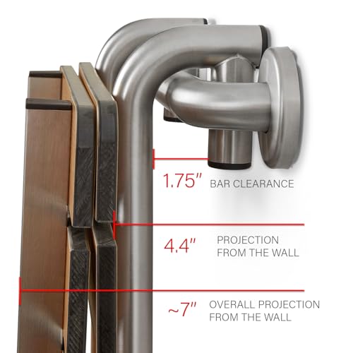 Seachrome Profile Folding Shower Seat with 18 inch Grab Bar, Removable Hanging Bench with Backrest & Legs, Teak Phenolic Seat, Stain Stainless Steel Grab Bar - color: Teak Phenolic Seat