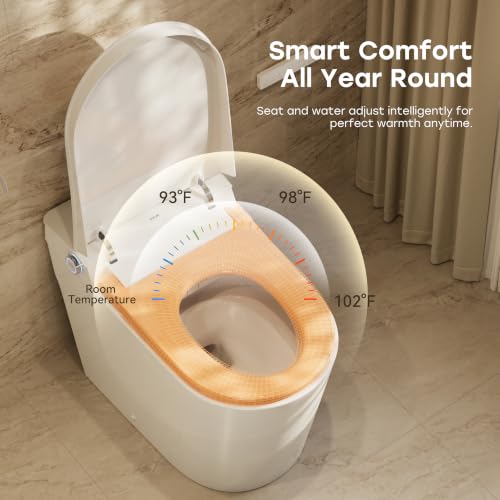 HOROW T39 Luxury Smart Toilet with Bidet, Modern Elongated Toilet for Bathroom Remodel, ADA Bidet Toilet with Anti-Splatter Foam Shield, Smart Display, Heated Seat & Instant Warm Water, Night Light