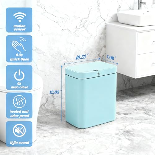 4 Gallon Automatic Sensor Trash Can - Small Smart Garbage Bin with Sealed Lid for Odor Control, Perfect for Bathroom, Kitchenette & Tiny Homes.2 Blue.