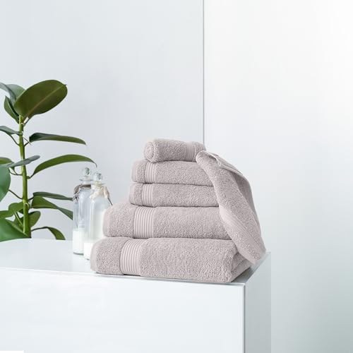 CTT - Luxury 6 Piece Towel Set, 100% Turkish Cotton, Quick Drying, Highly Absorbent & Comfy, Includes 2 Bath Towels, 2 Hand Towels & 2 Washcloths | (Light Grey) - color: Light Grey, size: 6-Piece Towel Set