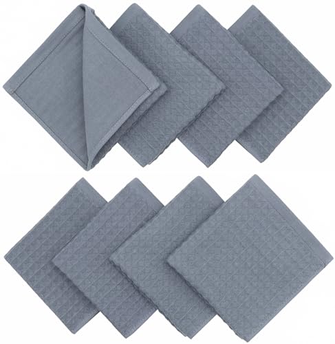 Washcloths Cotton Dish Cloths, 8 Pack,12”x12”,Grey Dish Rags | Soft Kitchen Washcloths Wash Rags, Double Deck Small Hand Towels For Kitchen, Absorbent Dish Cloths For Washing Dishes - color: Grey