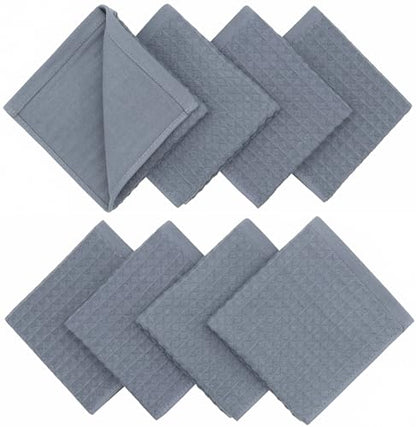 Washcloths Cotton Dish Cloths, 8 Pack,12”x12”,Grey Dish Rags | Soft Kitchen Washcloths Wash Rags, Double Deck Small Hand Towels For Kitchen, Absorbent Dish Cloths For Washing Dishes - color: Grey
