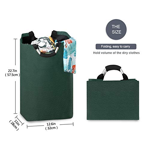 Qilmy Hunter Green Laundry Hamper Large Waterproof with Handle Laundry Baskets Foldable Lightweight Store Basket for Bathroom Bedroom