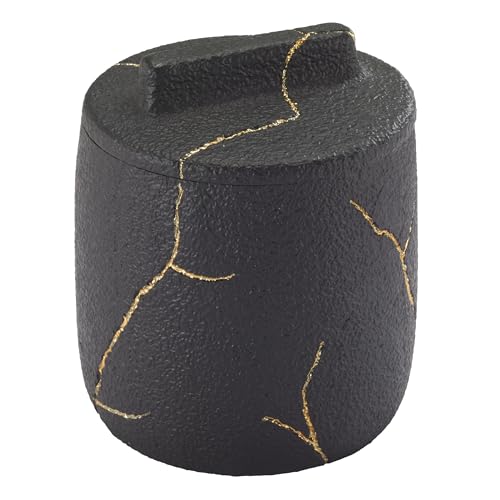 Nicole Miller - Covered Jar, Resin Countertop Accessories, Dorm Room Essentials (Sydney Collection, Black/Gold) - size: 179.2 Ounces