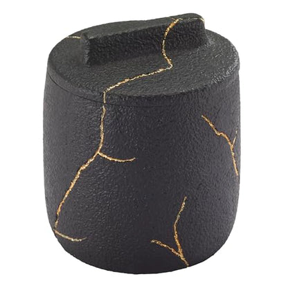 Nicole Miller - Covered Jar, Resin Countertop Accessories, Dorm Room Essentials (Sydney Collection, Black/Gold) - size: 179.2 Ounces
