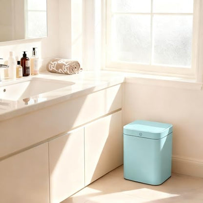 4 Gallon Automatic Sensor Trash Can - Small Smart Garbage Bin with Sealed Lid for Odor Control, Perfect for Bathroom, Kitchenette & Tiny Homes.2 Blue.