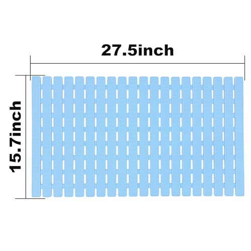BEMISO Shower Mat Non Slip Bathtub Mat 27.5 x 15.7 Inch Bath Mat for Tub | Suction Cups,Drain Holes,Easy Dry,Easy to Cut,Eco-Friendly - color: Blue, size: 27.5 x 15.7 inches