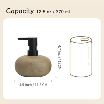10oz Ceramic Hand Soap Dispenser, Elegant Liquid Soap Dispenser for Bathroom Countertop, Heavy & Sturdy Dish Soap Dispenser for Kitchen (Brown Set of 2) - color: Brown Set of 2
