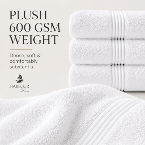 Towel Set for Bathroom, 3 Piece Turkish Cotton Bath Hand and Wash Towels | Mixed size set in Ice White, 600 gram weight. Double stitched hems suit family and guest use. - color: Ice White