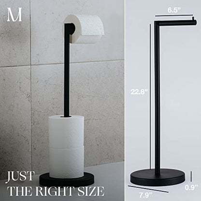 Marmolux Acc - Free Standing Toilet Paper Holder Stand 1pc - Bathroom Storage for 4 Rolls of Toilet Tissue Modern Stainless Steel Matte Black - Toilet Roll Stand - color: Matte Black