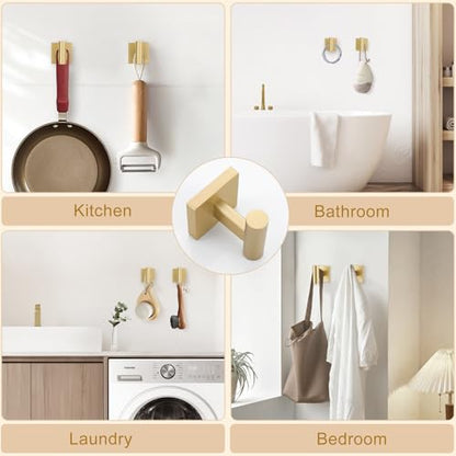 Towel Ring Set 4 Piece Bathroom Hardware Set Includes Towel Ring 2 Towel Hooks and Toilet Paper Holder Stainless Steel Wall Mounted (Brushed Gold) - color: Brushed Gold, size: Set C