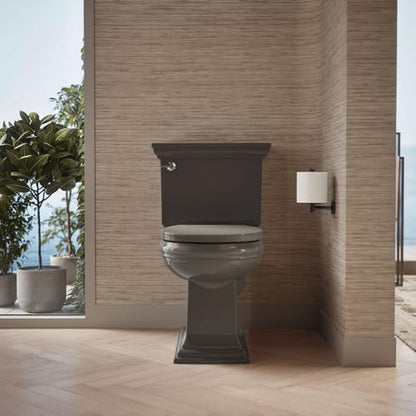 KOHLER K-26802-58 Impro ReadyLatch Quiet Close Round Toilet Seat, Soft Close Lid, Compatible with Round Toilets, Thunder Grey - color: Thunder Gray, size: Round