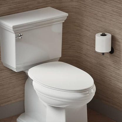Kohler K-30782-0 Papyrus Quiet-Close Elongated Toilet Seat Soft Close With Grip Tight Bumpers, Thermoset Plastic, White - style: Papyrus