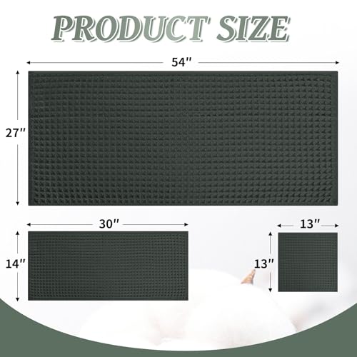 12 Piece Dark Green Waffle Bath Towel Set, 100% Cotton | Bathroom Towel Set, Highly Absorbent and Quick Dry, Soft Waffle Weave Towel, for Bathroom, Hotel, Spa, Gym Daily Use