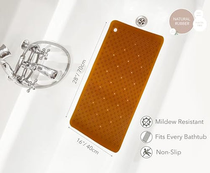 HEVEA Natural Rubber Big Bath Mat - Upcycled, Danish Design - Non Slip Bathtub Mat, 299 Suction Cups - Safe and Friendly Shower Mat for All Ages (Natural) - color: Natural, size: 29.5" x 13.4" (Rectangular)