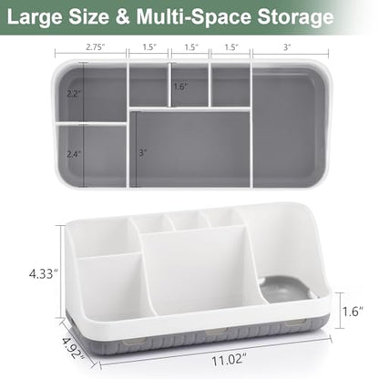 GFWARE Toothbrush Holders for Bathrooms Countertop Organizer - Kids Electric Toothbrush and Toothpaste Holder Detachable 7 Slots Tooth Brush Organization Bathroom Accessories Storage Vanity, White | Detachable Kids Electric Toothbrush and Toothpaste Holde