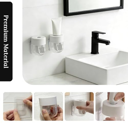 Toothpaste Dispenser, Automatic Squeezer, Multi-Functional No-Drill Wall-Mounted, White