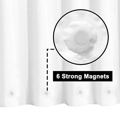 Barossa Design White Shower Curtain Liner with 6 Magnets, 72x72 | 8G Heavy Duty PEVA, 6 Bottom Magnets, Waterproof, Standard Size 72 x 72 for Bath Tub, PVC Free, Metal Grommets - color: 3b. White-heavy, size: 72"W x 72"L (Pack of 1)