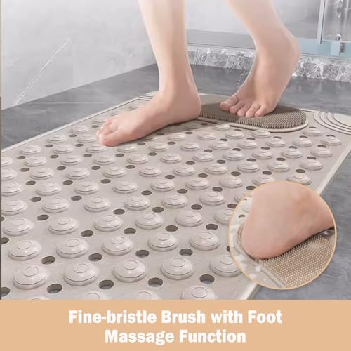 27.6 x 14.2 Inch Non-Slip Bathtub Mat, Machine Washable Bathroom Mat with Suction Cups and Drain Holes, Ideal for Bathtub or Bathroom Floor (Green) - color: Green