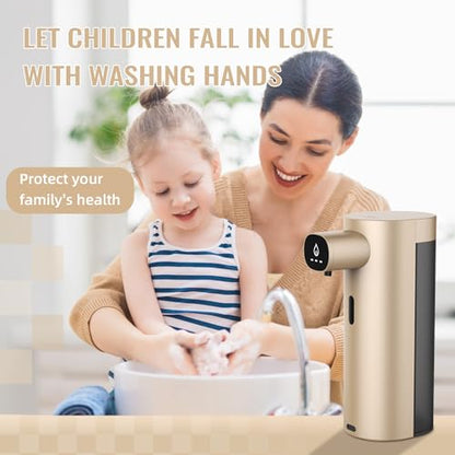 Automatic Liquid Soap Dispenser Touchless, USB Rechargeable Smart Hand Soap Dispenser, 13.5oz/400ml, 3-Level Adjustable, Compatible with Thick Thin Dish Soap for Bathroom Kitchen, Clog-Free (Gold) - color: Gold