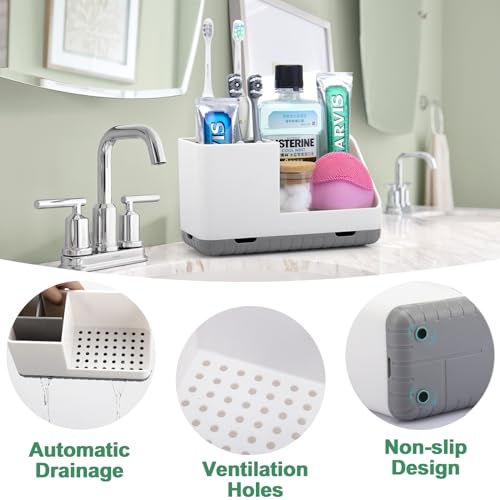 PARKMANI Toothbrush Holders for Bathrooms, Kids Electric Toothbrush and Toothpaste Holder with Drainage, Tooth Brush Holder for Bathroom Countertop Organizer (Grey) - color: Grey