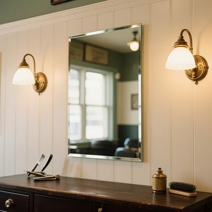 Rectangular Beveled Bathroom Mirrors, 36X36 inch Beveled Bathroom Mirror， | Frameless Mirrors for Bathroom,bedroom/wall/makeup area/cloakroom, hung horizontally or vertically. - size: 36"L x 36"W
