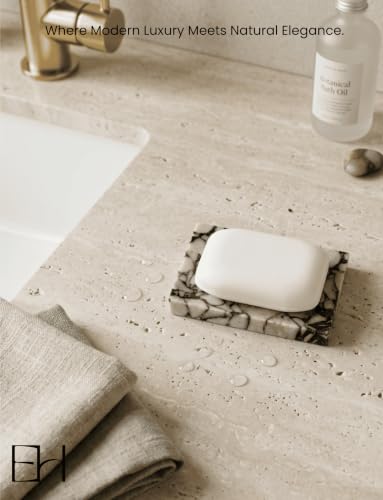Marble Soap Dish for Shower | Real Marble Calacatta Viola, Non-Slip Feet, Stone Bar Soap Saver, Holder Container for Bathroom Decor Accessories Rectangular - size: Calacatta Viola