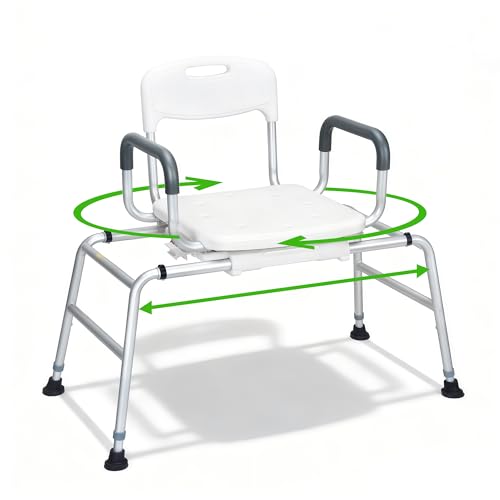 Shower Chair for Elderly and Disabled - Sliding Shower Chair for Inside Shower - Heavy Duty Tub Transfer Bench with 360⁰ Swivel Seat, HDB-788B - size: Slide&Swivel