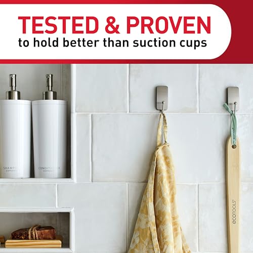 Command Small Bath Hook, Holds up to 1 lb, 1 Satin Nickel Shower Hook with 2 Water Resistant Strips, Damage-Free Bathroom Organization - color: Satin Nickel, size: 1 Pack